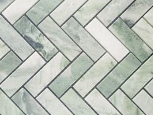 Hot Sale Green Herringbone Marble Mosaic Tile For Bathroom/Kitchen