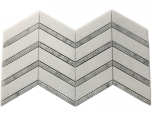 Hot Sale White Mosaic Herringbone Chevron Marble Tile Backsplash