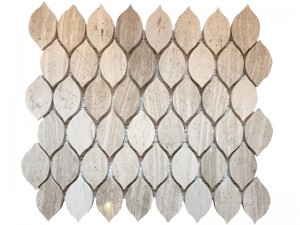Leaf Shape Wooden White Marble Wall Mosaics Tiles For Home Decoration