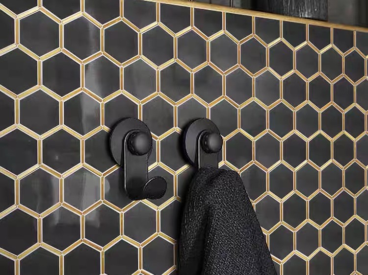 Marble And Brass Hexagon Honeycomb Mosaic