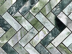 Natural Green Marble Herringbone Mosaic Stone Tile Backsplash