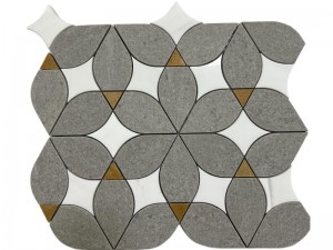 New Decorative Waterjet Tile Gray And White Flower Marble Mosaic
