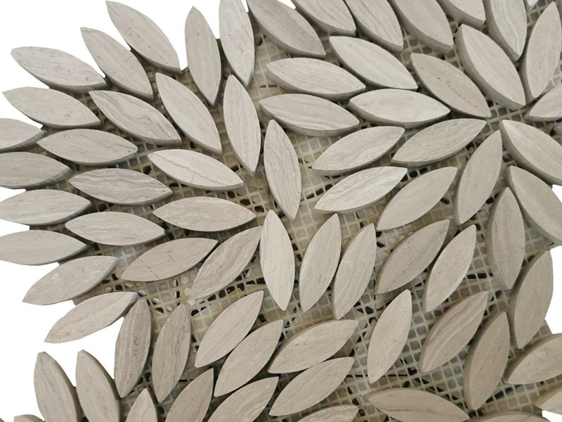 New Product Wooden White Mosaic Marble Leaf Pattern Backsplash (1)
