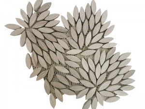 New Product Wooden White Mosaic Marble Leaf Pattern Backsplash