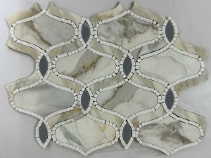 New Style Waterjet Arabesque Calacatta Gold Marble Mosaic Tile