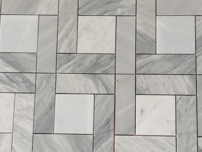 Popular Wall Tile Grey And White Carrara Marble Mosaic Backsplash Made In China