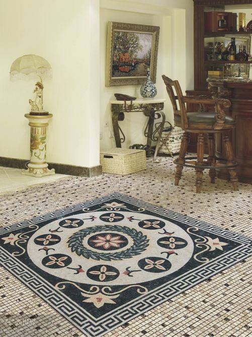 Puzzle mosaic stone pattern for living room floor decoration