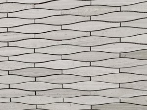 Simple Waterjet Wooden White Marble Mosaic Tiles For Big Wall Decor