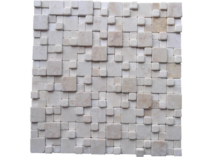 Square 3d tumbled uneven mosaic stone tile