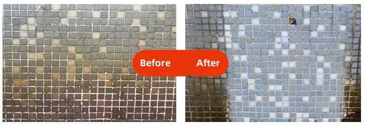 The cleaning effectiveness of marble mosaic stone wall and floor