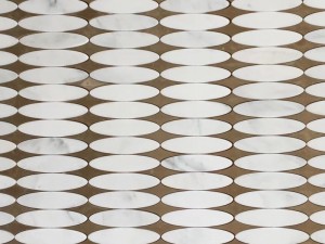 Unique Design Diamond Metal Inlay Oval Marble Mosaic Tile For Wall