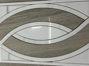 Water Jet Art Patterns Grey And White Marble Decorative Mosaic Tile