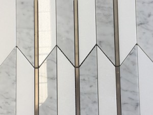 Wholesale Carrara White Mosaic With Brass Inlay Marble Tiles Supplier
