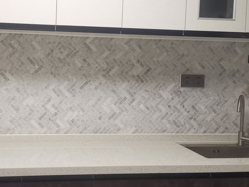 Wholesale Herringbone Marble Tiles Kitchen White Stone Mosaics (5)