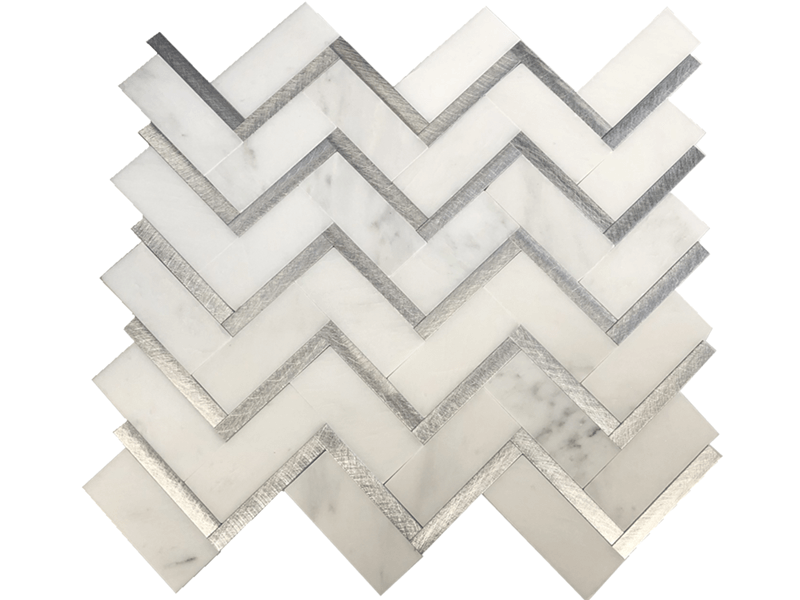 Wholesale Metal Inlay Marble Herringbone Mosaic Tile For Wall (1) - 副本