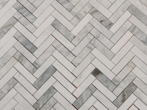 Wholesale White Marble Mosaic Herringbone Stone Floor Tiles For Wall