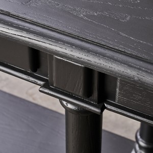 Matinis juodas uosio medienos standartinis stačiakampis konsolinis stalas su 2 stalčiais