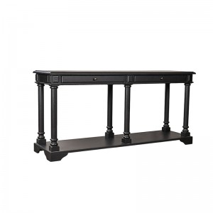 Matt Black Ash Wood Standard Rectangle Console Table with 2- Drawers