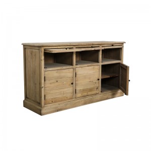 Recycled Fir Country Style Dresser With 3 Glass Drawers And 3 Wood Doors