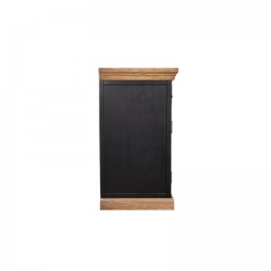 Reclaimed Oak Industrial Design Sideboard mei 3 laden en 2 glêzen doar