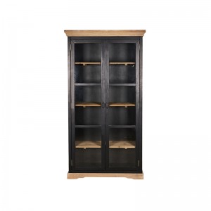 Reclaimed Oak Industrial Design Tall Display Cabinets With 2 Doors