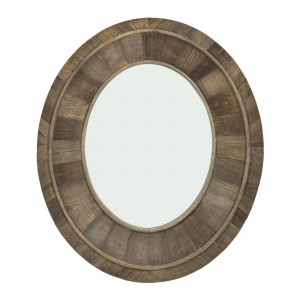Reclaimed Wood Oval Wall Mirror