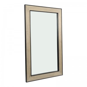 مرآة حائط من خشب البلوط المستصلحة، ومرآة الهبوط، ومرآة كبيرة
