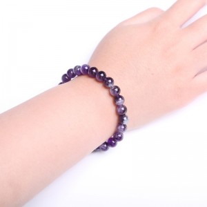 Natural 8MM Amethyst GemStones Beads Bracelets For Energy Quartz Jewelry Healing Crystals Stretchy Bracelets