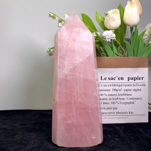 Natural Gemstone Healing Stones Clear Rose Quartz Crystal Point