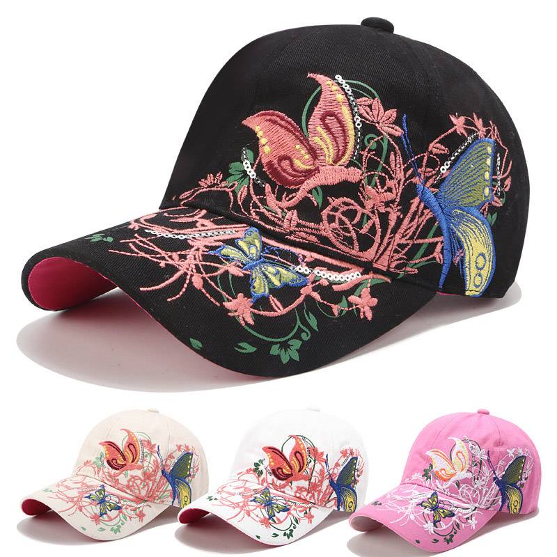 Best-Selling Plain Trucker Cap - Embroidery hat women spring and summer sun protection peaked cap butterfly flower embroidery baseball cap cotton – WEAVER