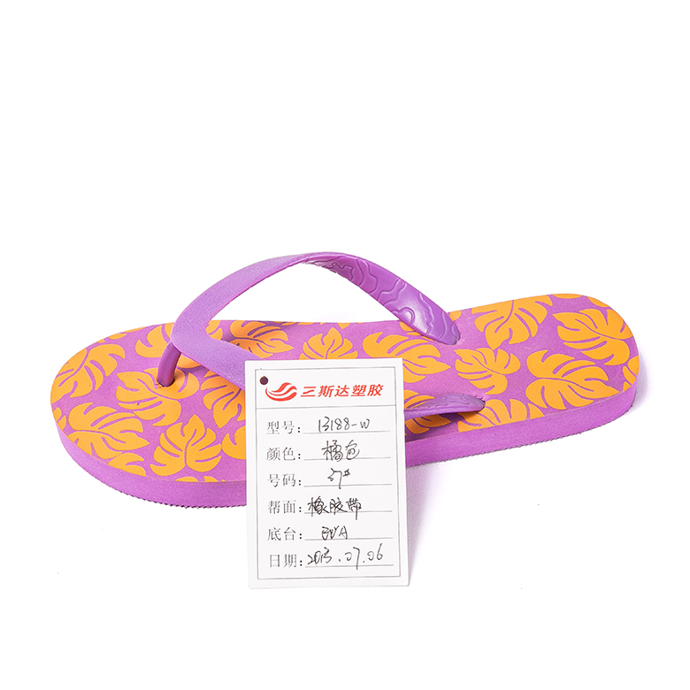 Fixed Competitive Price Eva Outsole - Orange vintage slippers printed flower patterns EVA ladies rubber upper flip flops – WEFOAM
