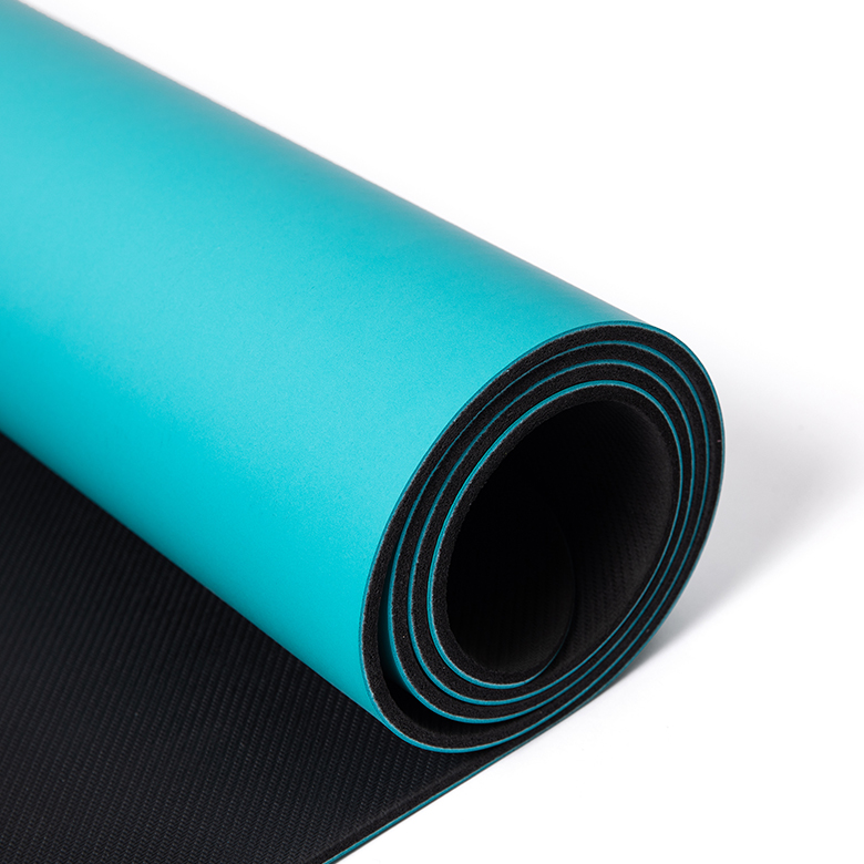 custom print odorless lightweight extra large size eco friendly  solid color black two  double layer rubber and pu yoga mat