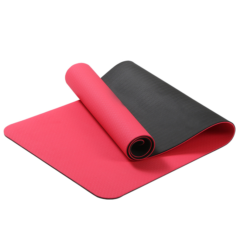 OEM design custom print tpe beureum yoga mat kalawan lapisan ganda