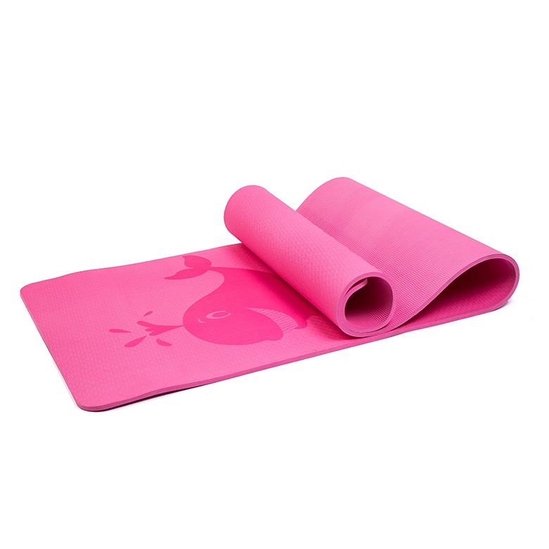 Engros OEM billig høj kvalitet dobbeltsider tpe skridsikker yogamåtte pink