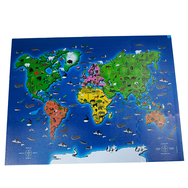 2020 Printing world map custom puzzle floor eva foam kids mat