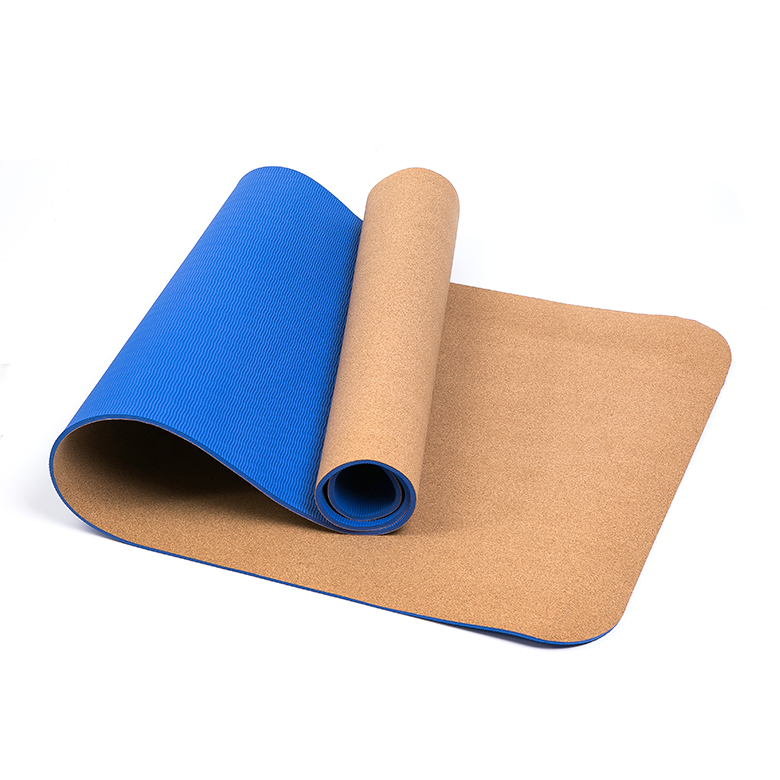 Cheap OEM High quality eco-friendly custom cork tpe 6mm yoga mat with double layer