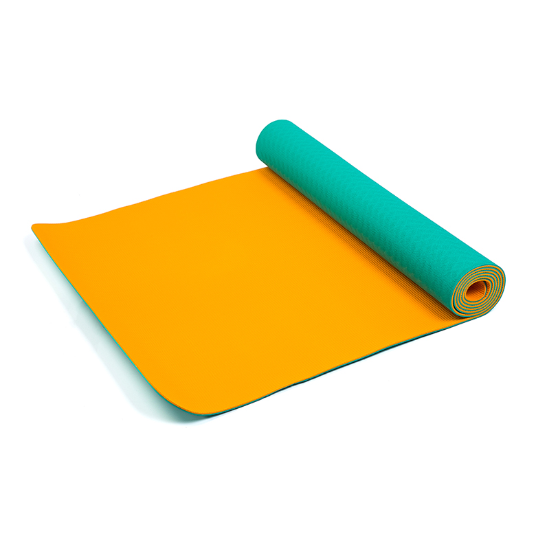 Haltbar 6mm Duebelschicht Rutschbeständeg mëll Design Fitness Öko-frëndlech TPE Schaum Yoga Mat mat personaliséierten