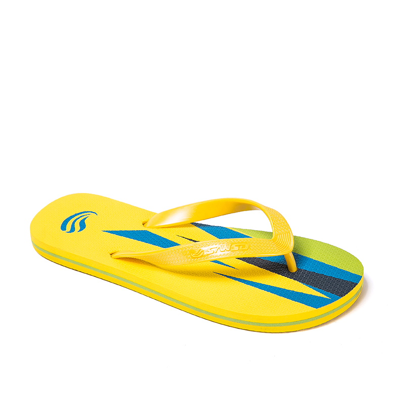 Էժան գնով հարմարեցված լոգո Նոր դիզայն Ամառային լողափ դեղին փրփուր փրփուրի տակացու փափուկ հողաթափեր պլաստմասսայե ժապավենային մատով բաճկոններ տղամարդու համար