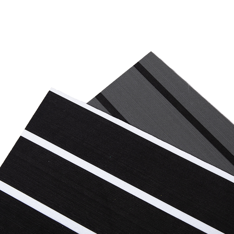 black solid color stripe dark grey decking sheet boat  flooring carpet eva foam marine deck with backing adhesive