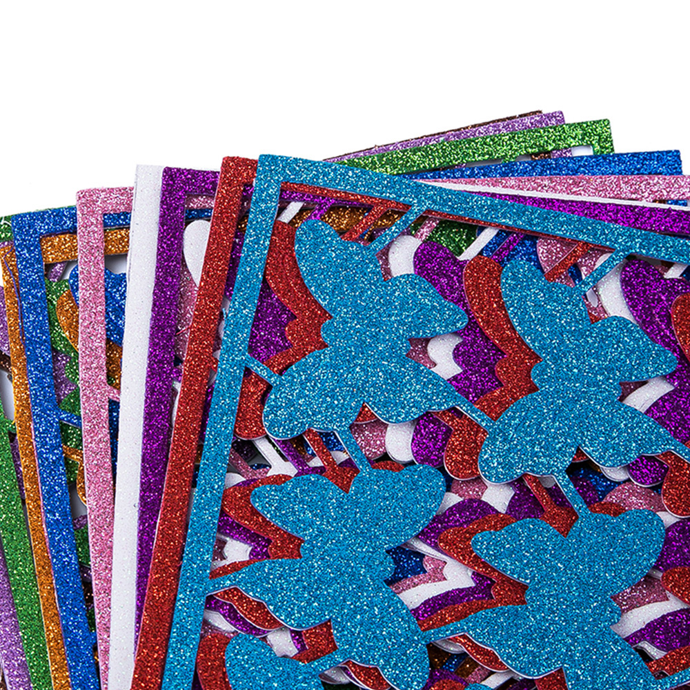 China New Product Waterproof Sheet Material - Wholesale eco-friendly colorful butterfly print adhesive handcraft back glue glitter eva glitter foam sheet – WEFOAM