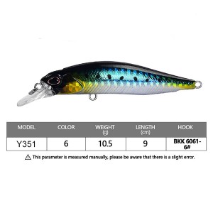 WHYY-Y351 10.5g 9cm 6Colors Hard Minnow Lure