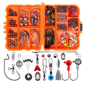 WH-S086-257pcs Fishing Accessories Set Swivels Stoppers Hooks Fish Lures In Storage Box