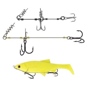 WH-H080 15cm Fishing Screw Rig Double Fishing Hooks With Pike Center Pin Shad Belly Stingers