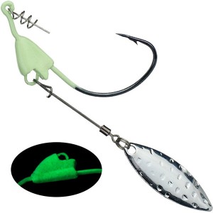 WH-H071 Offset Fishing Hooks With Metal Spoon Slice Jig Head 5g-12gWide Crank Fishhooks For Soft Lure Baits Spinner Spoon Luminous