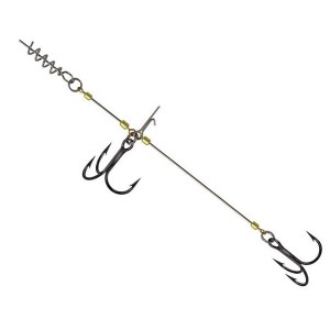 WH-H080 15cm Fishing Screw Rig Double Fishing Hooks With Pike Center Pin Shad Belly Stingers