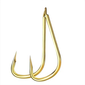 WH-H050 100pcs/bag 5# 6# 8# 9# Falculate Isene golden fly fishing hooks with barb for saltwater