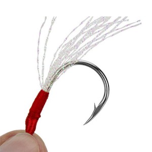 WH-H027 Fishing hook jig Hooks Assist hook with feather 10# 11# 12# 13# 14# 15# 16# 17# High Carbon Steel