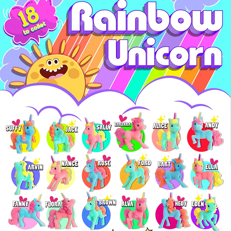 Cartoon Unicorn Collection Flocking Rainbow Unicorn 18 To Collect