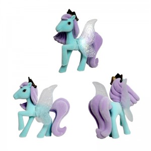 Elegant Butterfly Pony Wearing A Crown Plastic Mini Pony Figurine with Wings