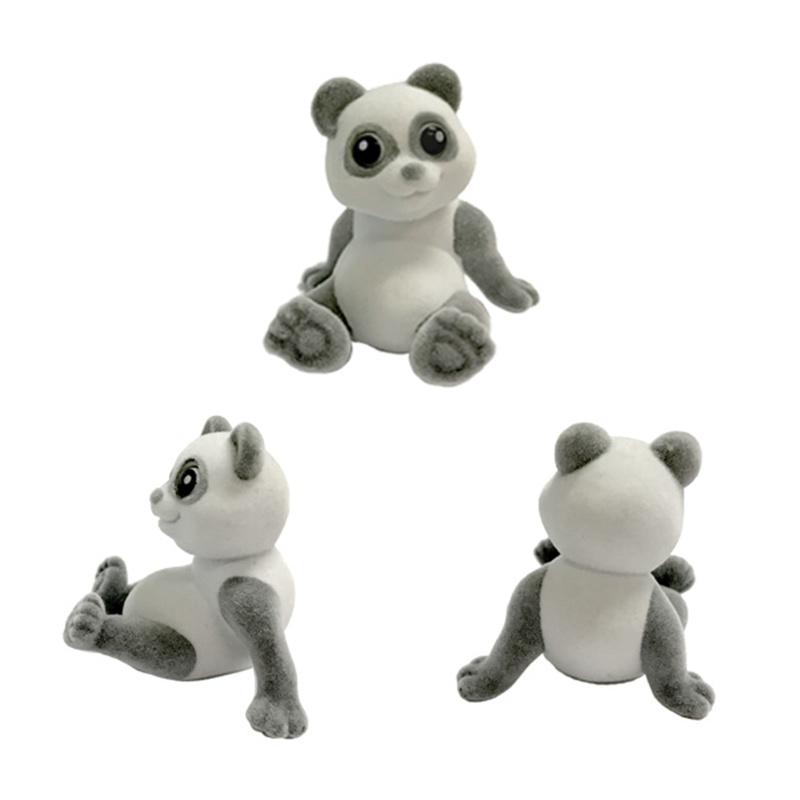 Factory Free sample Plastic Figure - WJ0041 Mini 3D Toy – Flocking Panda That Loves to Eat Bamboo – Weijun